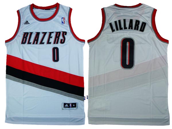  NBA Portland Trail Blazers 0 Damian Lillard New Revolution 30 Swingman White Jersey